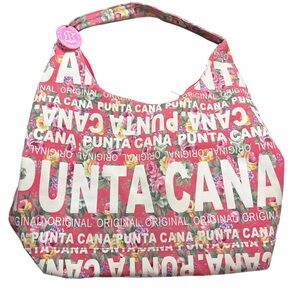 Robin Ruth Pink Punta Cana Floral Logo Tote